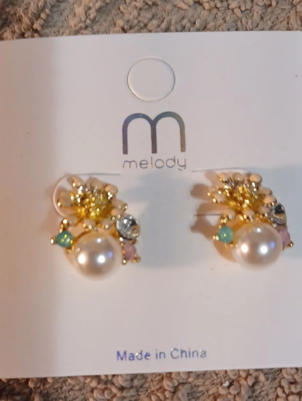 Melody Gold Floral Pearl Cluster Earrings